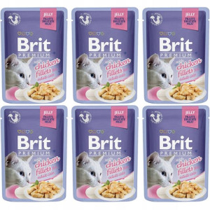 Brit Cat Pouch Jelly Fillets with Chicken 6x85g