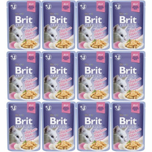 Brit Cat Pouch Jelly Fillets with Chicken 12x85g