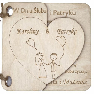 Drewniana Kartka na ŚLUB Wesele dla Pary Młodej