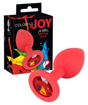 Silikonowy korek analny Joy Jewel czerwony 7,2cm