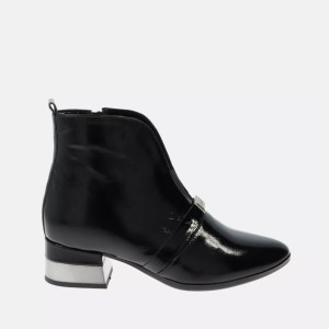 Czarne eleganckie botki z lakierowanej skóry