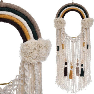 Makrama Tęcza Z Chwostami Koło Ozdoba Zawieszka Dekoracja Boho 70 Cm