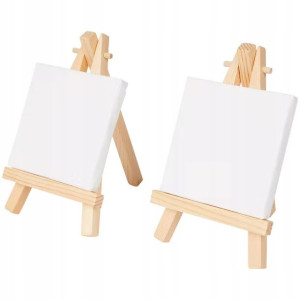 2x Mała Sztaluga + 2x Mini Płótno Malarskie 7x7cm