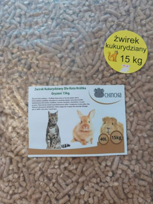 Żwirek Pelet Kukurydziany Kot Królik Gryzonie 15kg