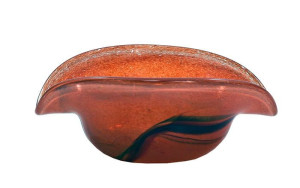 Pomarańczowa miska łódka - szkło artystyczne 16cm