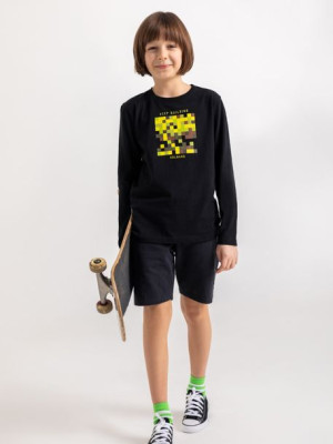 Czarny chłopięcy longsleeve z nadrukiem L-PIXEL JUNIOR 122-128