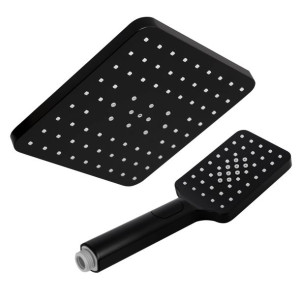 Zestaw prysznicowy deszczownica + słuchawka czarna DP-003B