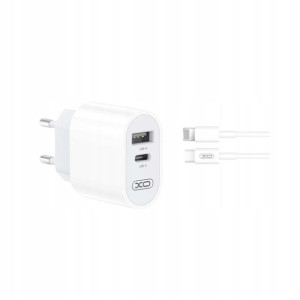 XO 1x USB 1x USB-C 2,4A + kabel USB-C -Lightning