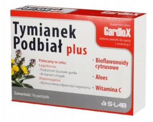 Gardlox Tymianek i Podbiał plus 16 pastylek