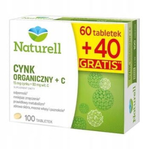 Naturell cynk organiczny + C, 100 tabletek