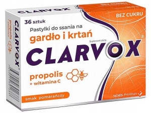 Clarvox pomarańcza propolis 36szt drapanie chrypka