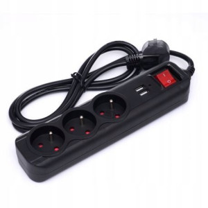 Przedłużacz listwa zasilająca 3m 3 gniazda USB