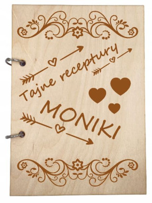 Notes z drewna A5 Tajne RECEPTURY Twoje Imie OPCJE