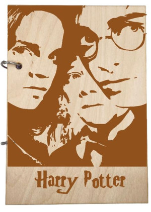 Drewniany NOTATNIK A5 Harry Potter Hermiona Ron Harry