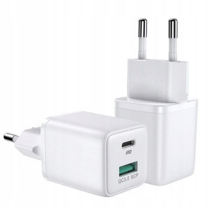 Ładowarka sieciowa USB-C 30W PD + USB QC3.0 4,5A