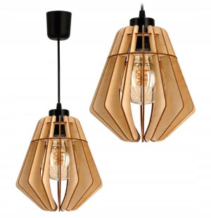 Lampa Sufitowa Wisząca Drewniana 1xE27 Klosz Lucia