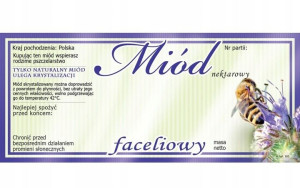 ETYKIETA na miód FACELIOWY 100szt facelia ETYKIETY