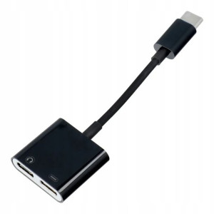 Adapter HF/audio + ładowanie USB-C do USB-C czarny