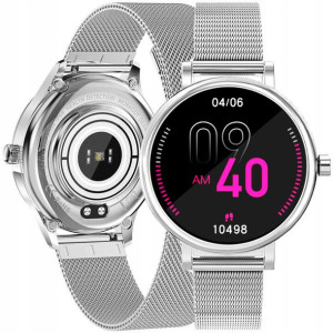 Zegarek damski SMARTWATCH RUBICON srebrny SMS KROKI PULS SEN