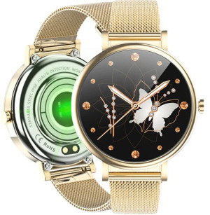 Zegarek damski SMARTWATCH RUBICON złoty SMS KROKI PULS SEN