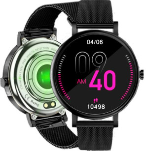 Zegarek damski SMARTWATCH RUBICON czarny SMS KROKI PULS SEN