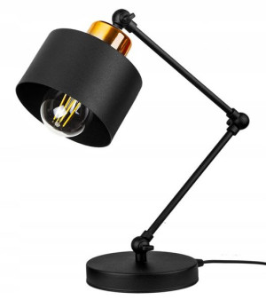 Lampka biurkowa stołowa czarna + miedź 1x E27