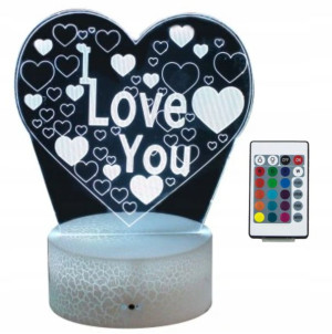 Lampa Serce I Love You Lampka Nocna 3d Led Kolory