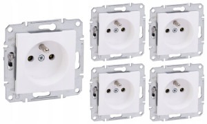 5x Schneider Asfora Gniazdo Bez Ramki 2p+pe Z/u