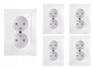 5x Schneider Sedna Gniazdo Podwójn 2p+pe Z/u Ip20