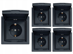 5x Schneider Asfora Gniazdo Pojed. Schuko Ip44 An