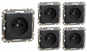 5x Sedna Design Gniazdo elektryczne czarne
