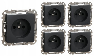 5x Sedna Design Gniazdo elektryczne czarne