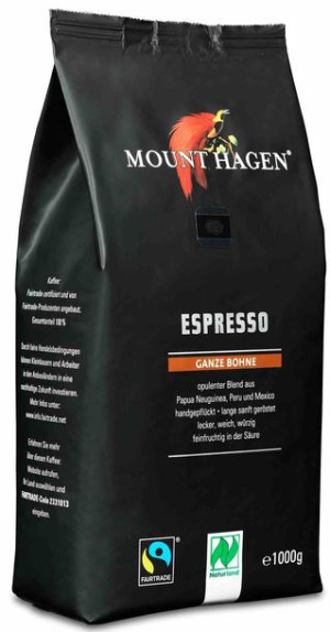 Kawa Ziarnista Arabica 100 % Espresso Fair Trade Bio 1 Kg - Mount Hagen