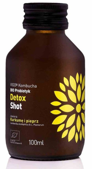 Shot Kombucha Detox Bez Dodatku Cukrów Bezglutenowy Bio 100 Ml - Vigo