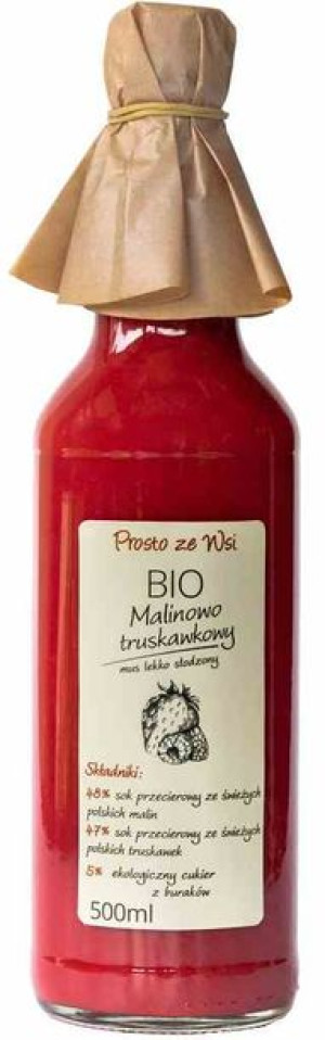 Mus Malina - Truskawka Lekko Słodzony Bio 500 Ml - Prosto Ze Wsi