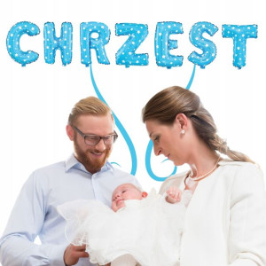 Balony Balon Na Chrzest Napis Niebieski Chłopiec