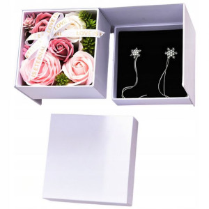 Flower Box Mydlane Bukiet Róż Pudelko Prezent Biel