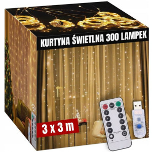 Kurtyna Świetlna 2x3m Sople 300led Girlanda Lampki