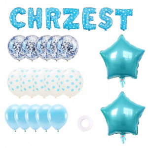Balony Balon Na Chrzest Chłopca Niebieskie 25szt