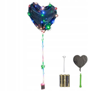 Duży Świecący Balon Led Serce Ok. 40cm + Patyk