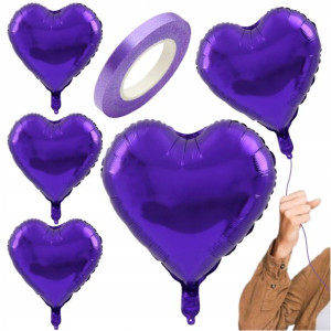 BALON SERCE FOLIOWE 5 sztuk Urodziny ŚLUB + GRATIS