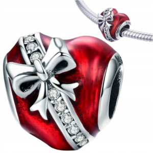 Charms Zawieszka Czerwone Serce Srebrne - 925