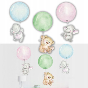 NAKLEJKA na ścianę ZWIERZĘTA - MIŚ BALONY 35x60cm