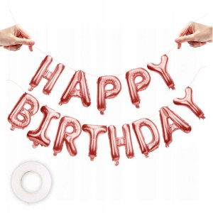 Balony Happy Birthday Golden Rose Wstążka Gratis!