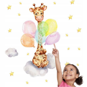 Naklejka Na Ścianę Żyrafa Balony 30cm X60 Cm