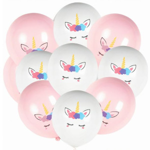 Jednorożec Balony Lateksowe Różowy I Biały 5 Sztuk
