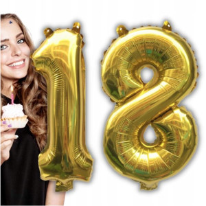 Balony Na 18 Urodziny Złote - Duże 100 Cm Cyfry