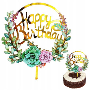 Topper Na Tort Dekoracja Napis Happy Birthday