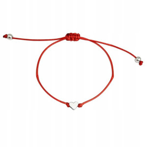 Bransoletka Damska Czerwona Z Sercem - Do 18-28 Cm