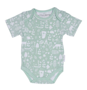 Little Dutch Bawełniane body z krótkim rękawkiem Adventure Mint 50/56